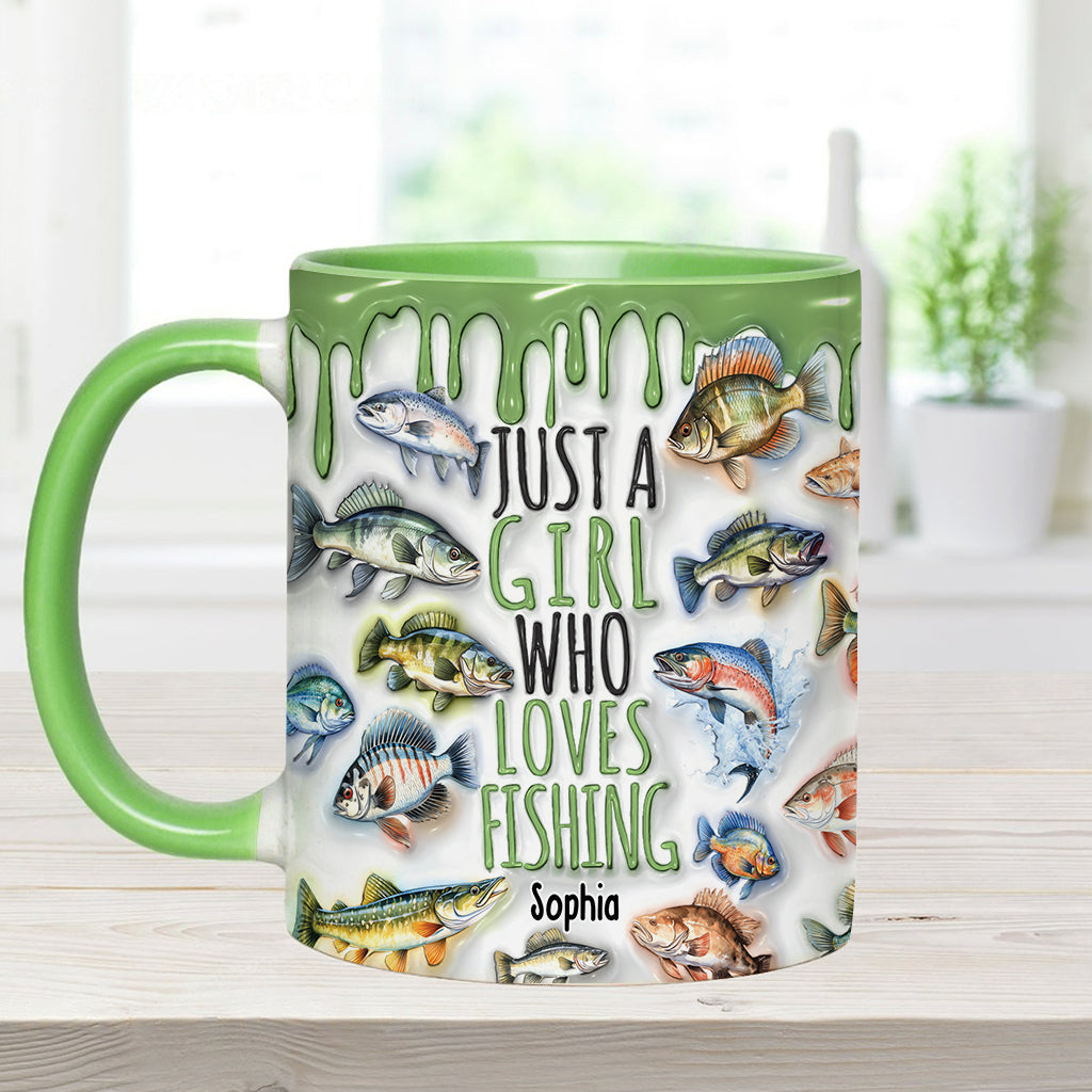 Mug personnalisé « Juste une fille qui adore la pêche »