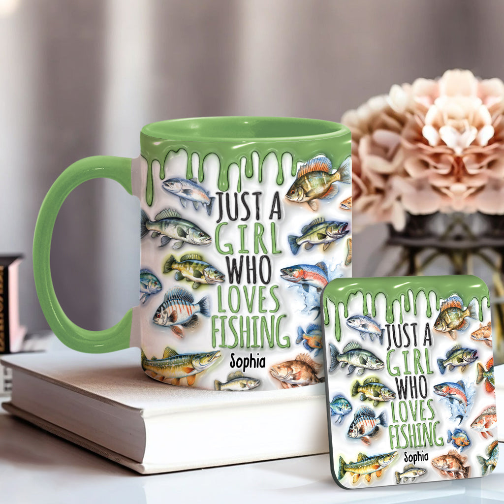 Mug personnalisé « Juste une fille qui adore la pêche »