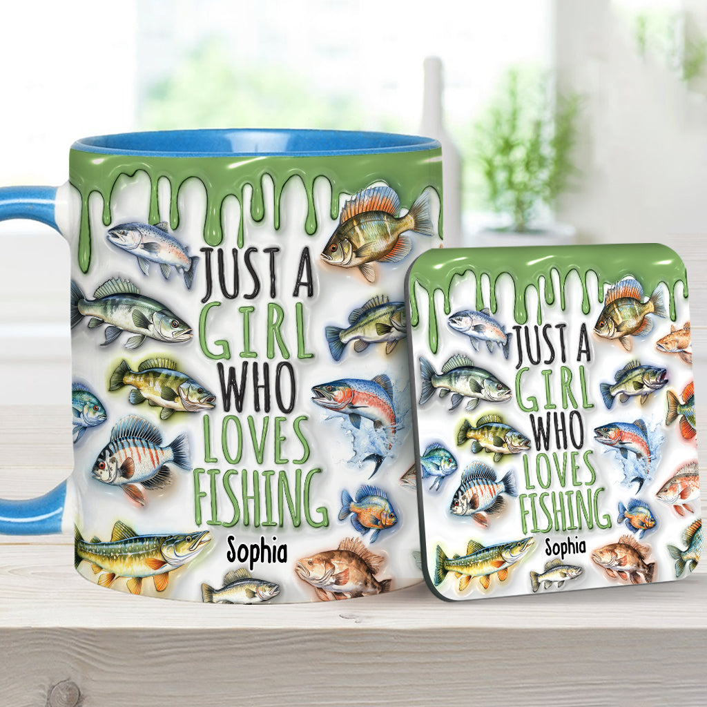 Mug personnalisé « Juste une fille qui adore la pêche »