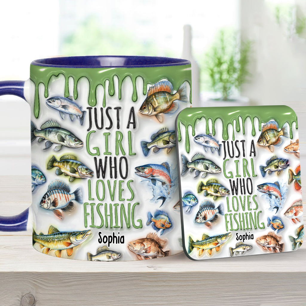Mug personnalisé « Juste une fille qui adore la pêche »