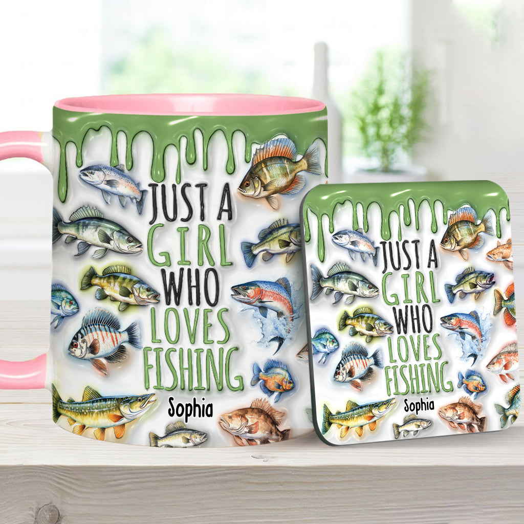 Mug personnalisé « Juste une fille qui adore la pêche »