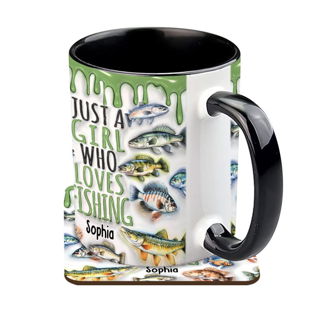 Mug personnalisé « Juste une fille qui adore la pêche »