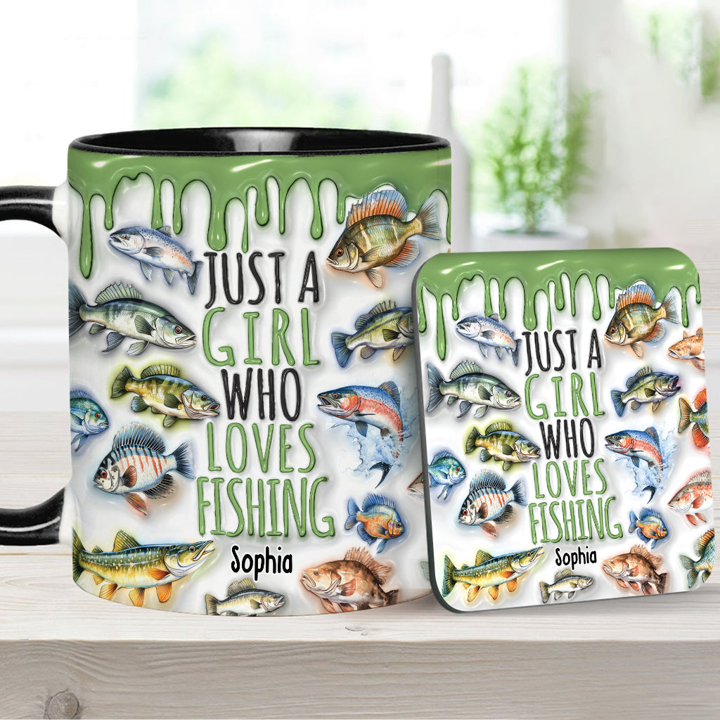 Mug personnalisé « Juste une fille qui adore la pêche »