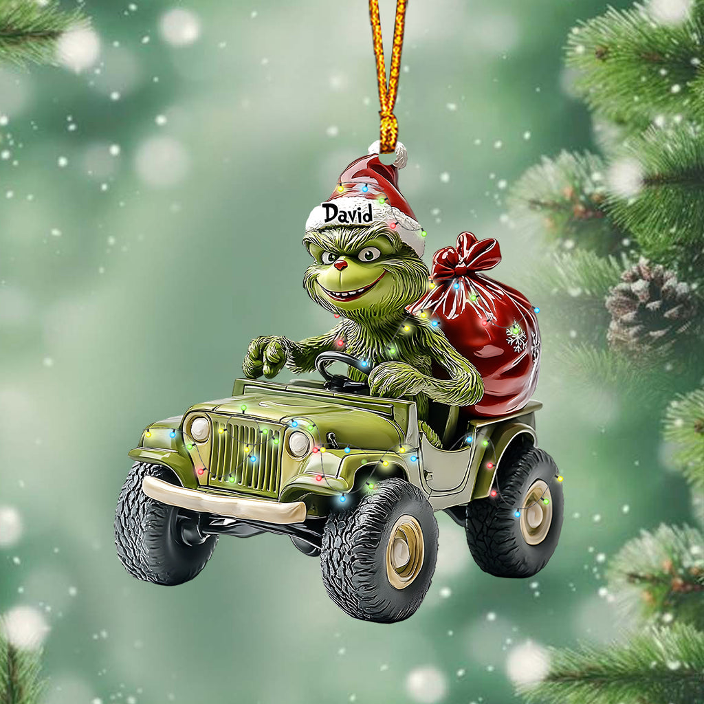 Jeep verte stole - Ornement de Noël stole personnalisé