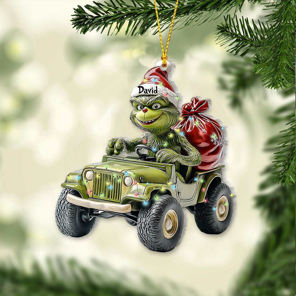 Jeep verte stole - Ornement de Noël stole personnalisé