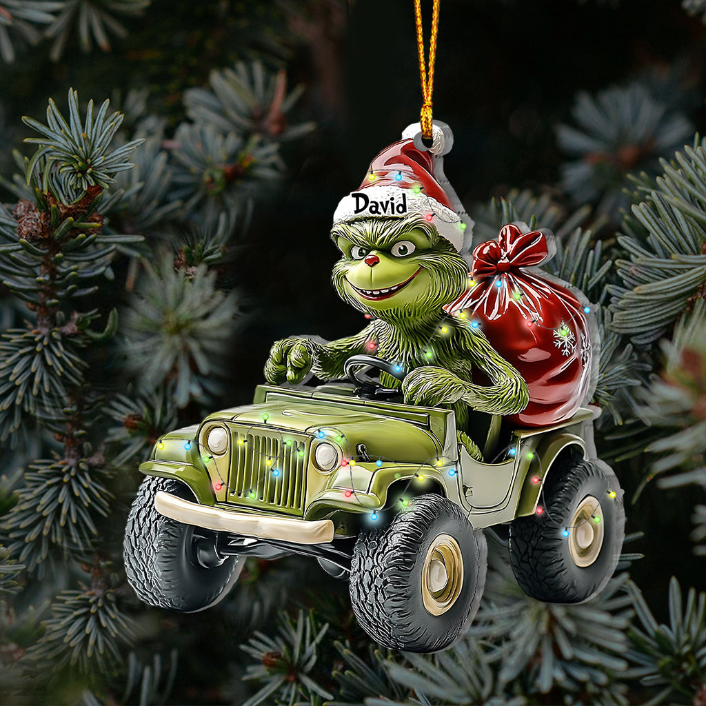 Jeep verte stole - Ornement de Noël stole personnalisé