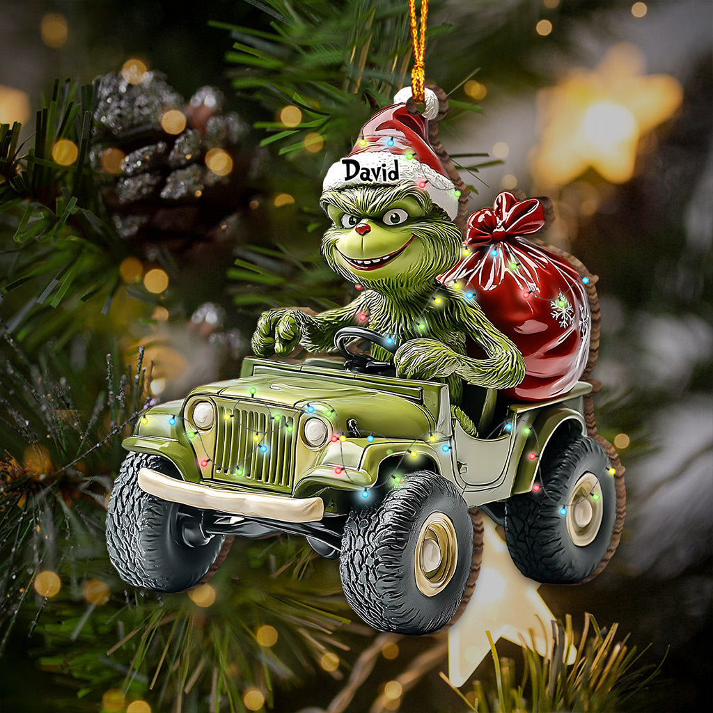 Jeep verte stole - Ornement de Noël stole personnalisé