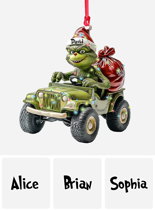Jeep verte stole - Ornement de Noël stole personnalisé