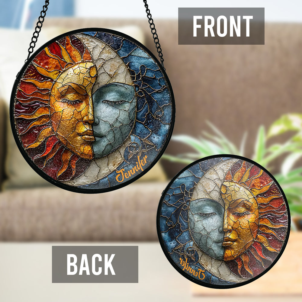 Vivre au rythme du soleil, aimer au rythme de la lune - Attrape-soleil hippie personnalisé en vitrail