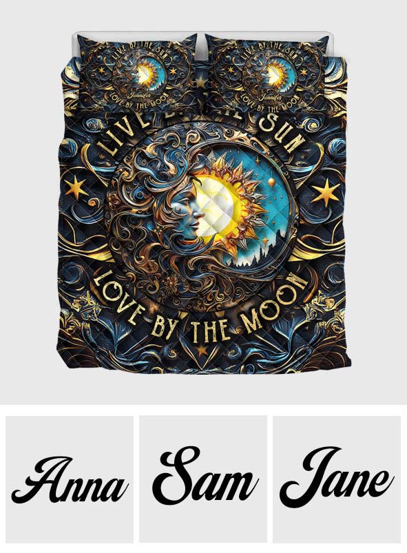 Vivre au rythme du soleil, aimer au rythme de la lune - Ensemble de courtepointe hippie personnalisé