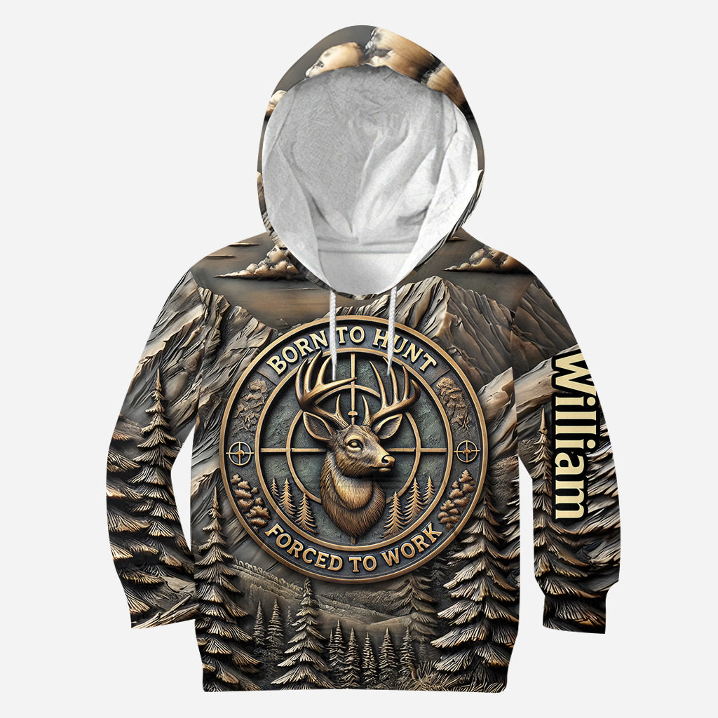 Né pour chasser, forcé de travailler - T-shirt de chasse personnalisé