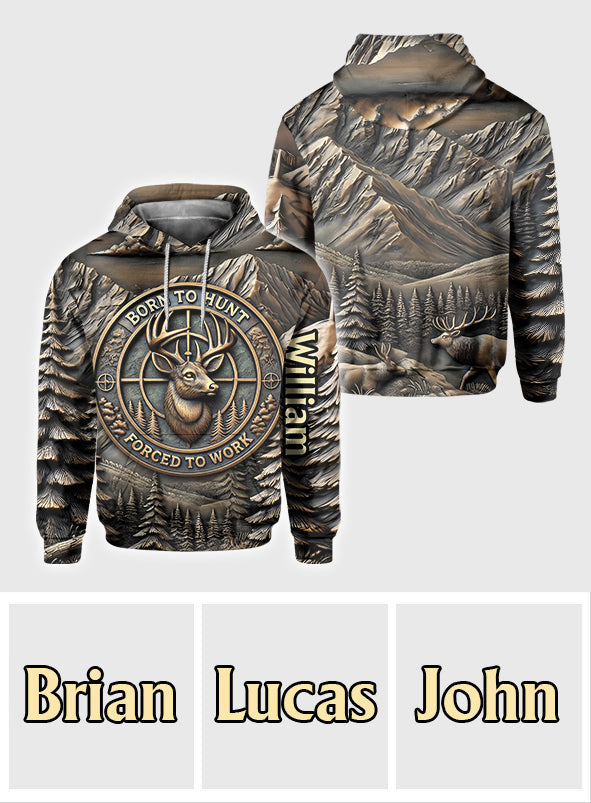 Né pour chasser, forcé de travailler - T-shirt de chasse personnalisé