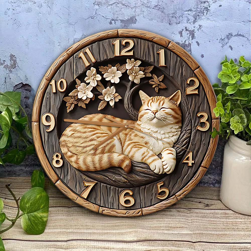 Horloge murale chat « J’aime les chats »