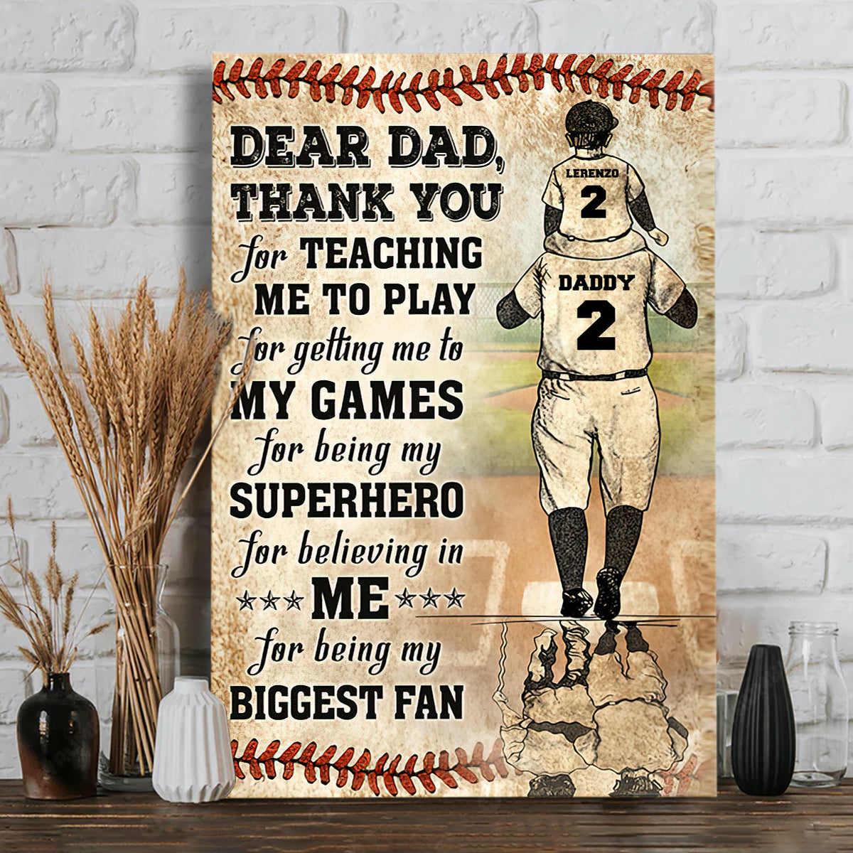 Merci papa, mon plus grand fan ! - Toile et affiche personnalisées sur le thème du baseball
