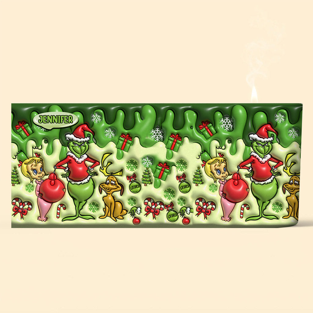 Joyeux Noël - Étole personnalisée avec bougie de Noël et couvercle en bois