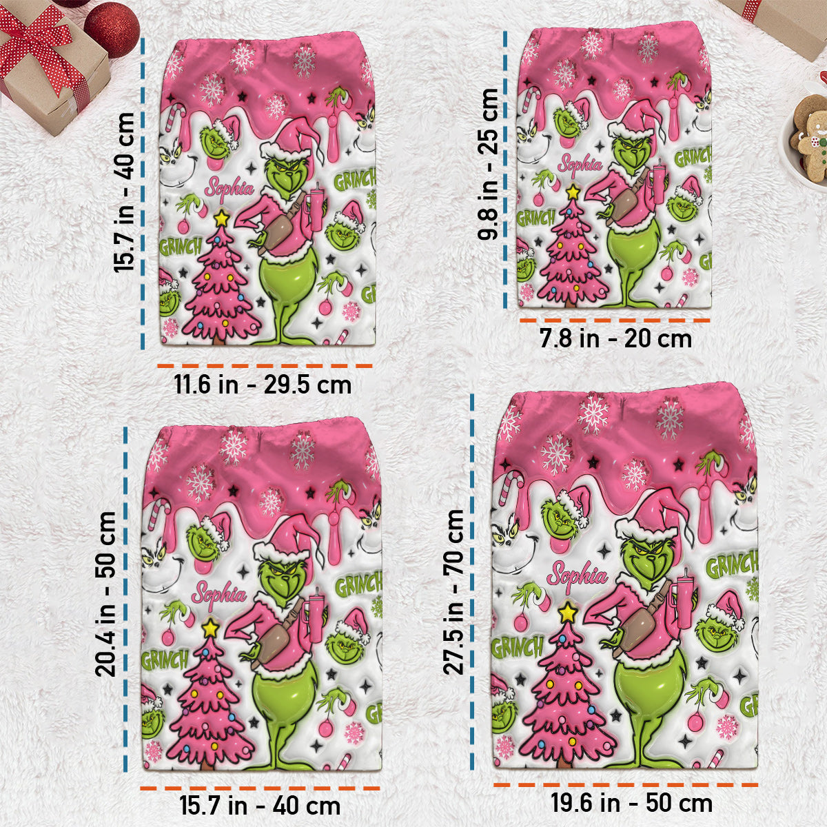 Joyeux Grinchmas - Sac fourre-tout de Noël personnalisé avec étole et cordon de serrage