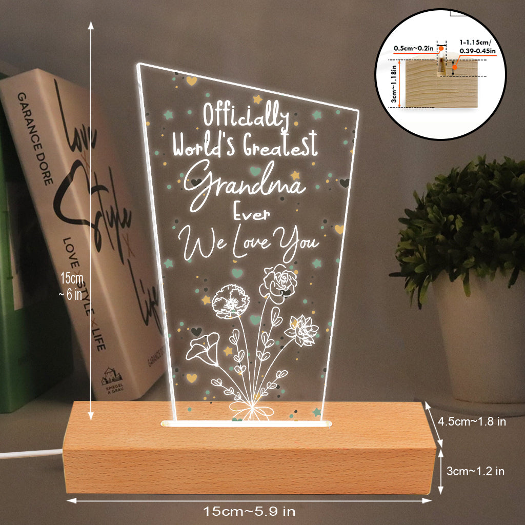 Officiellement la meilleure maman du monde ! – Cadeau pour maman, grand-père, mari, femme, grand-mère, papa – Plaque lumineuse personnalisée