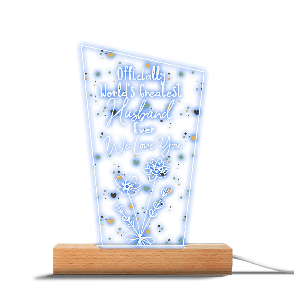 Officiellement la meilleure maman du monde ! – Cadeau pour maman, grand-père, mari, femme, grand-mère, papa – Plaque lumineuse personnalisée