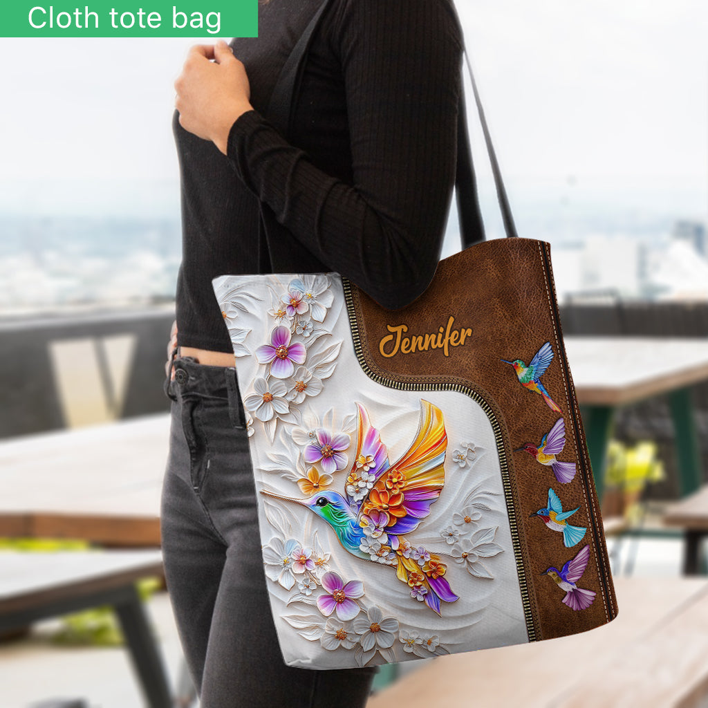 Magnifique sac fourre-tout de jardinage personnalisé avec motif colibri, libellule et papillon