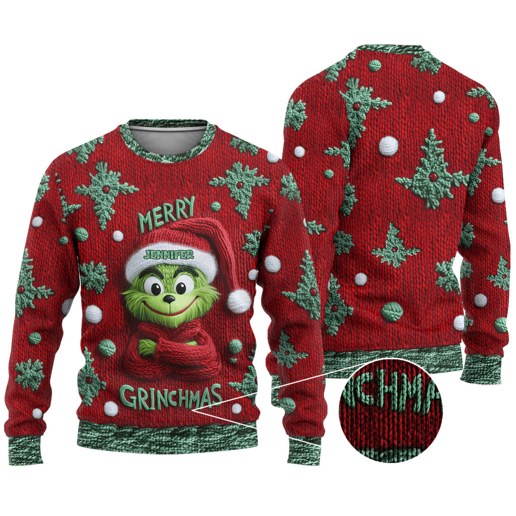 Joyeux Grinchmas - Étole de Noël personnalisée Pull moche de Noël