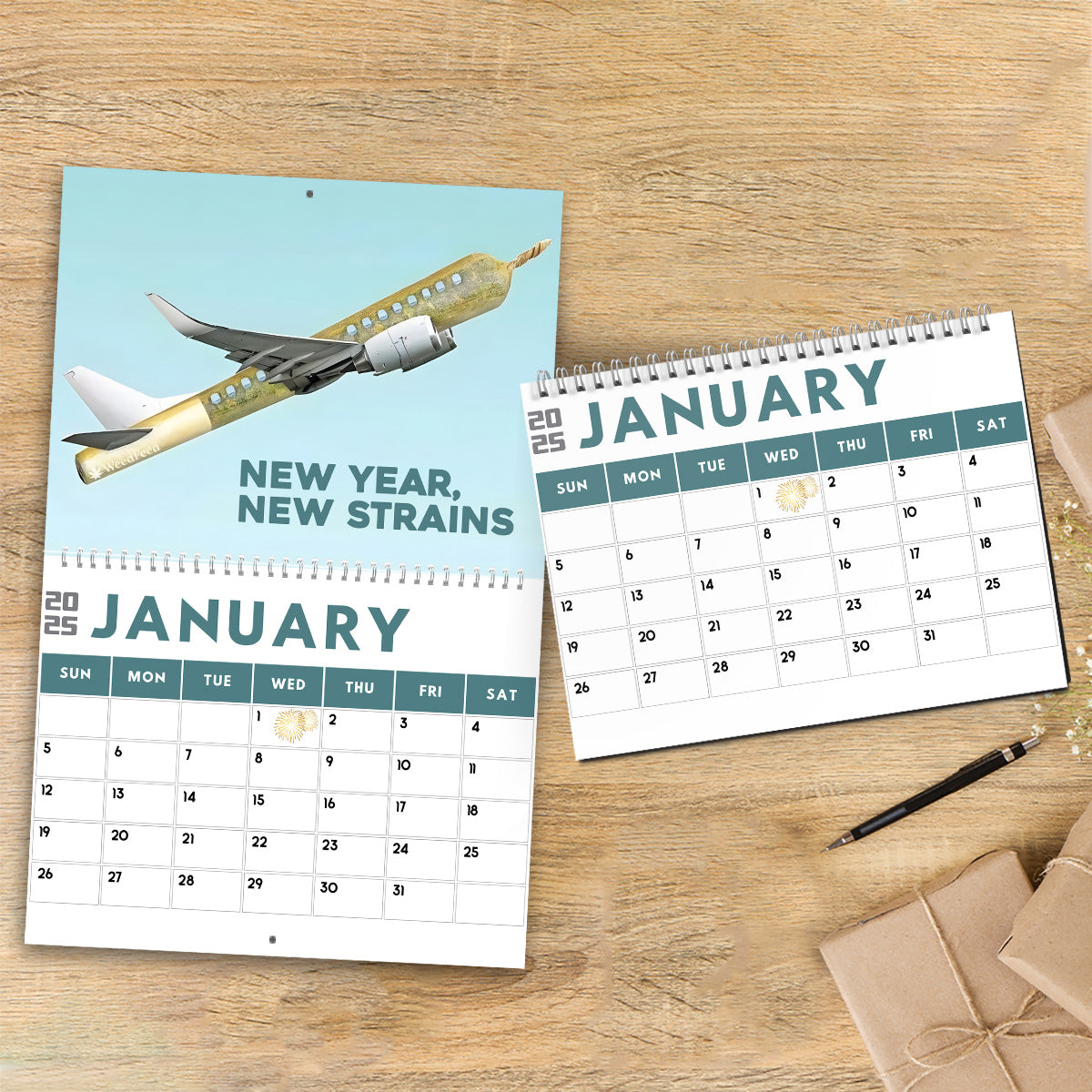 Calendrier mural et de bureau personnalisé sur le thème du cannabis - Dates changeantes