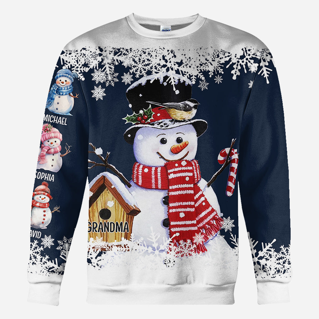 Grandma Snowman - Personalized Grandma All Over Shirt