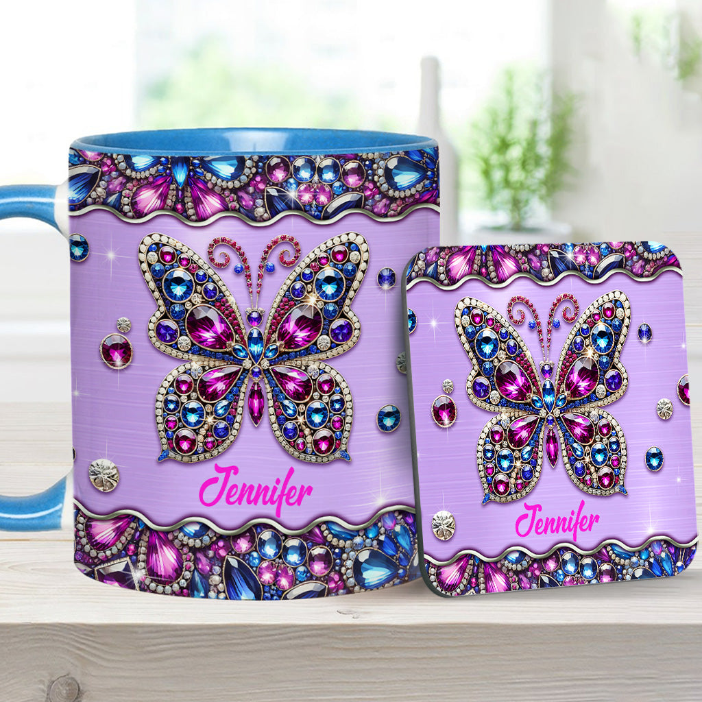 Mug personnalisé à motif papillon scintillant