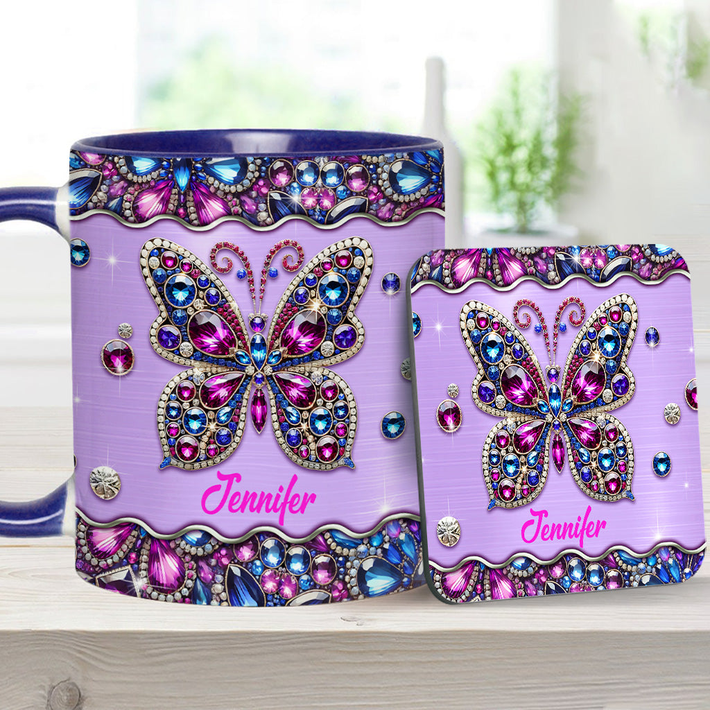 Mug personnalisé à motif papillon scintillant