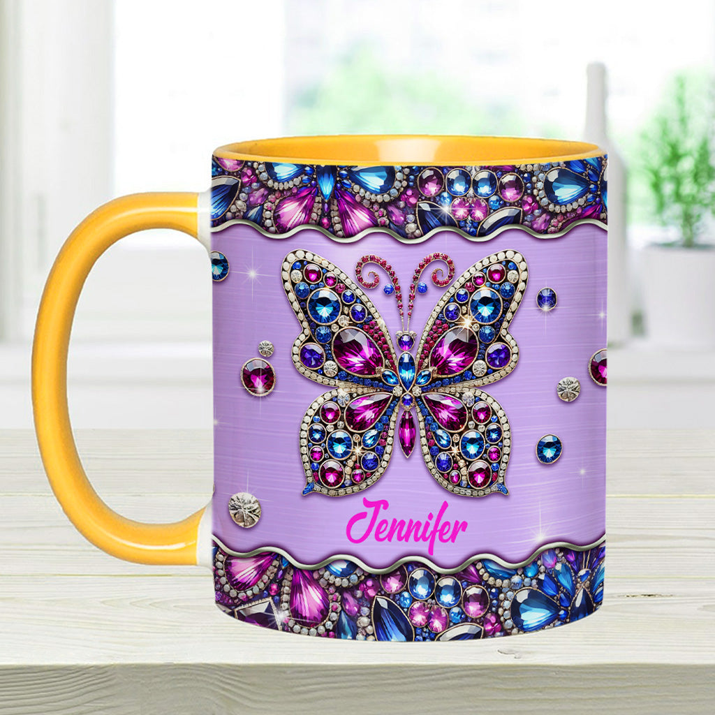 Mug personnalisé à motif papillon scintillant