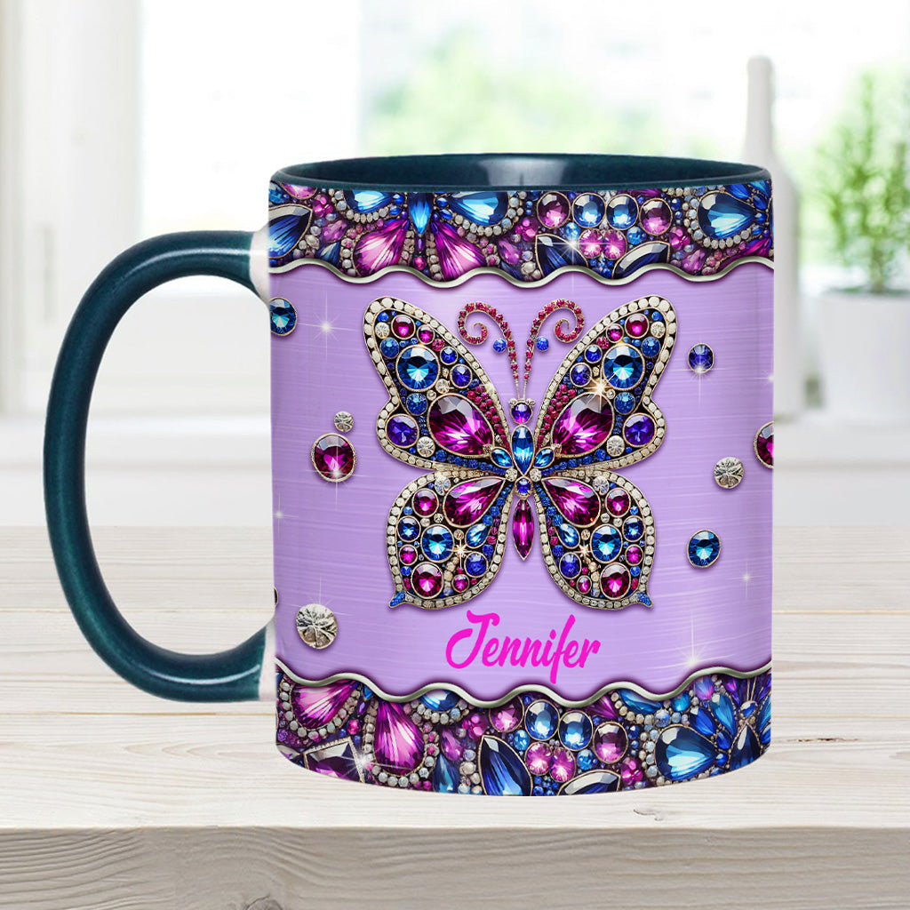 Mug personnalisé à motif papillon scintillant