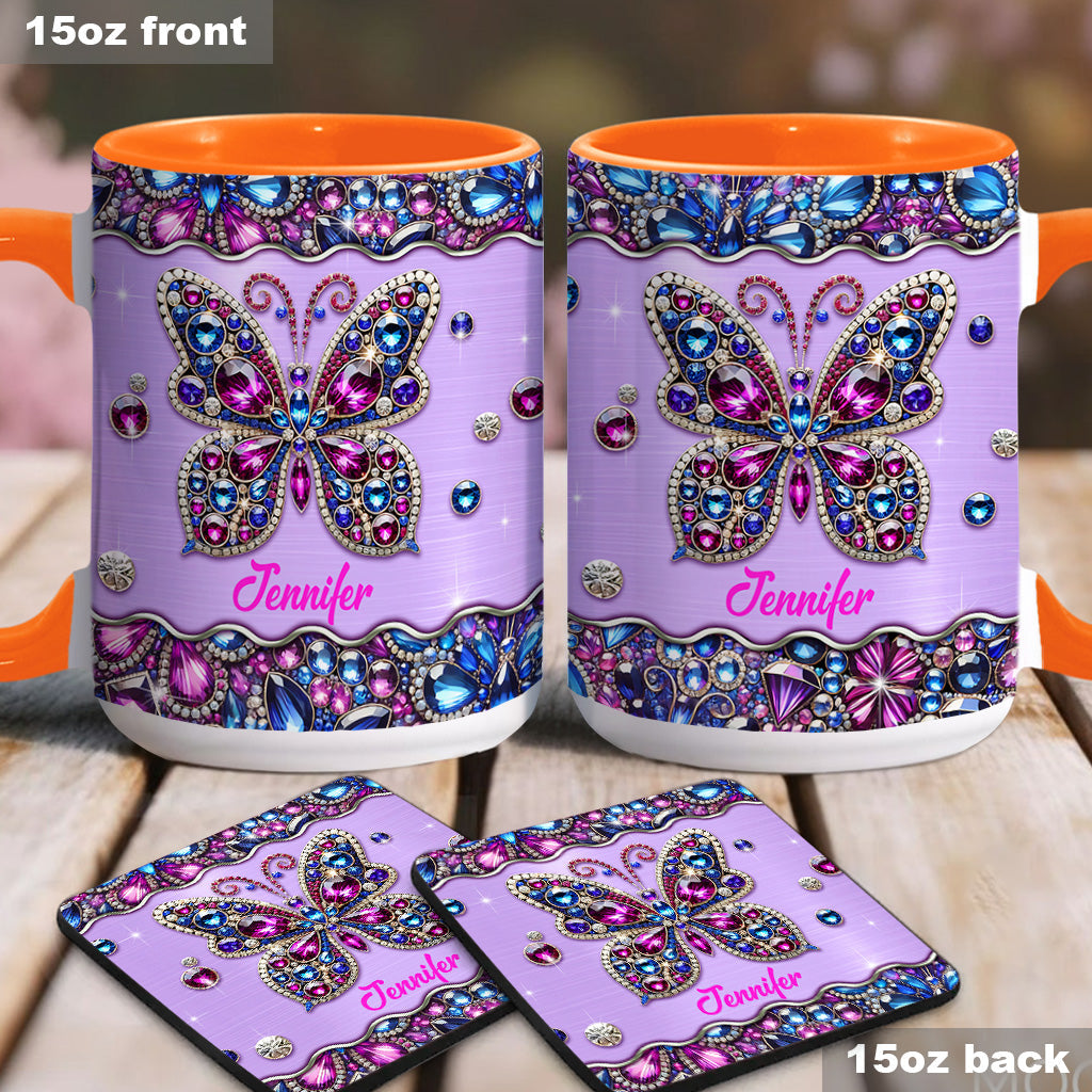 Mug personnalisé à motif papillon scintillant