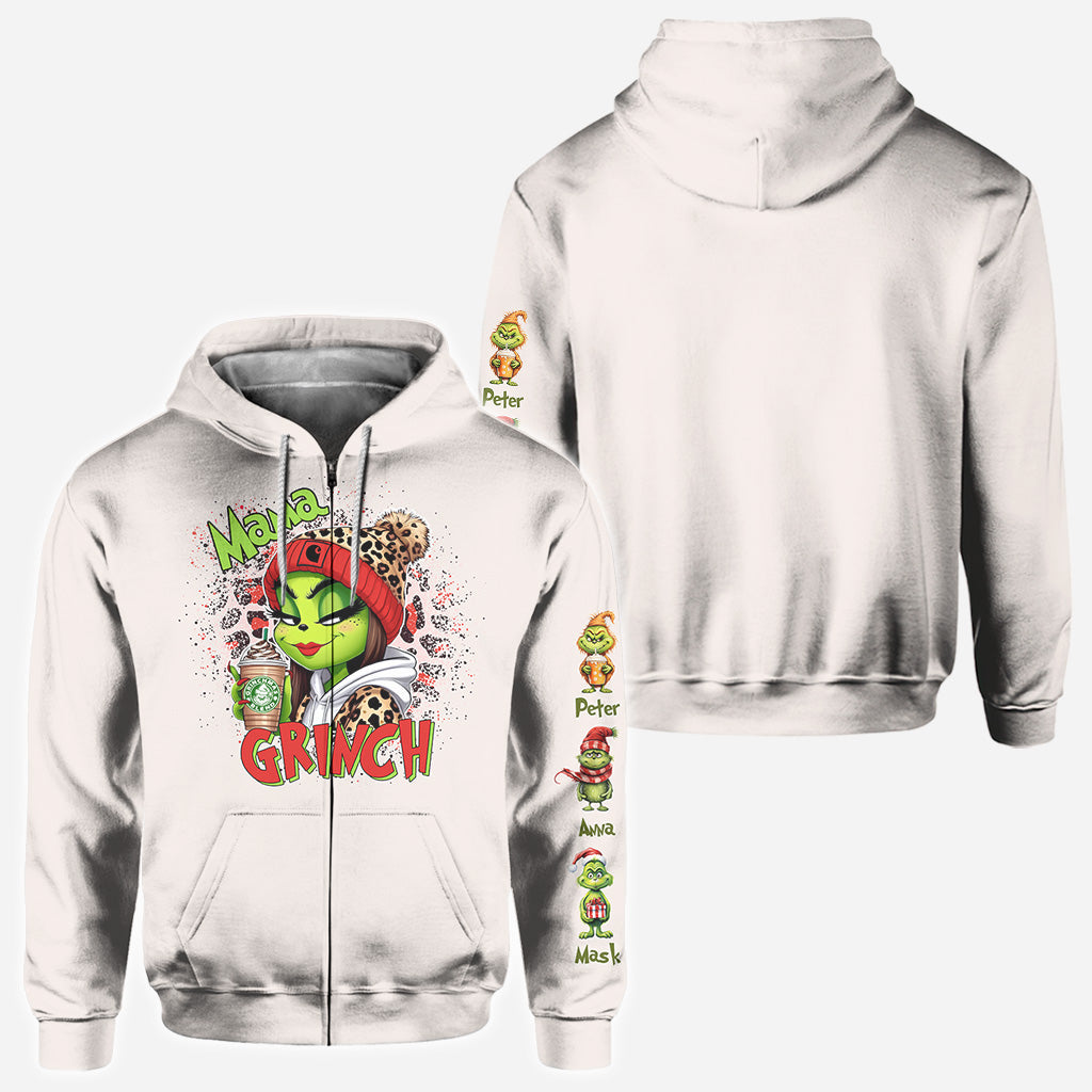 Mama Daddy Green Mischief - Personalized Stole Christmas All Over Shirt