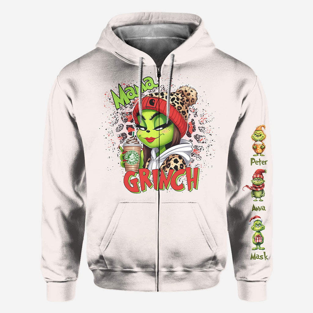 Mama Daddy Green Mischief - Personalized Stole Christmas All Over Shirt