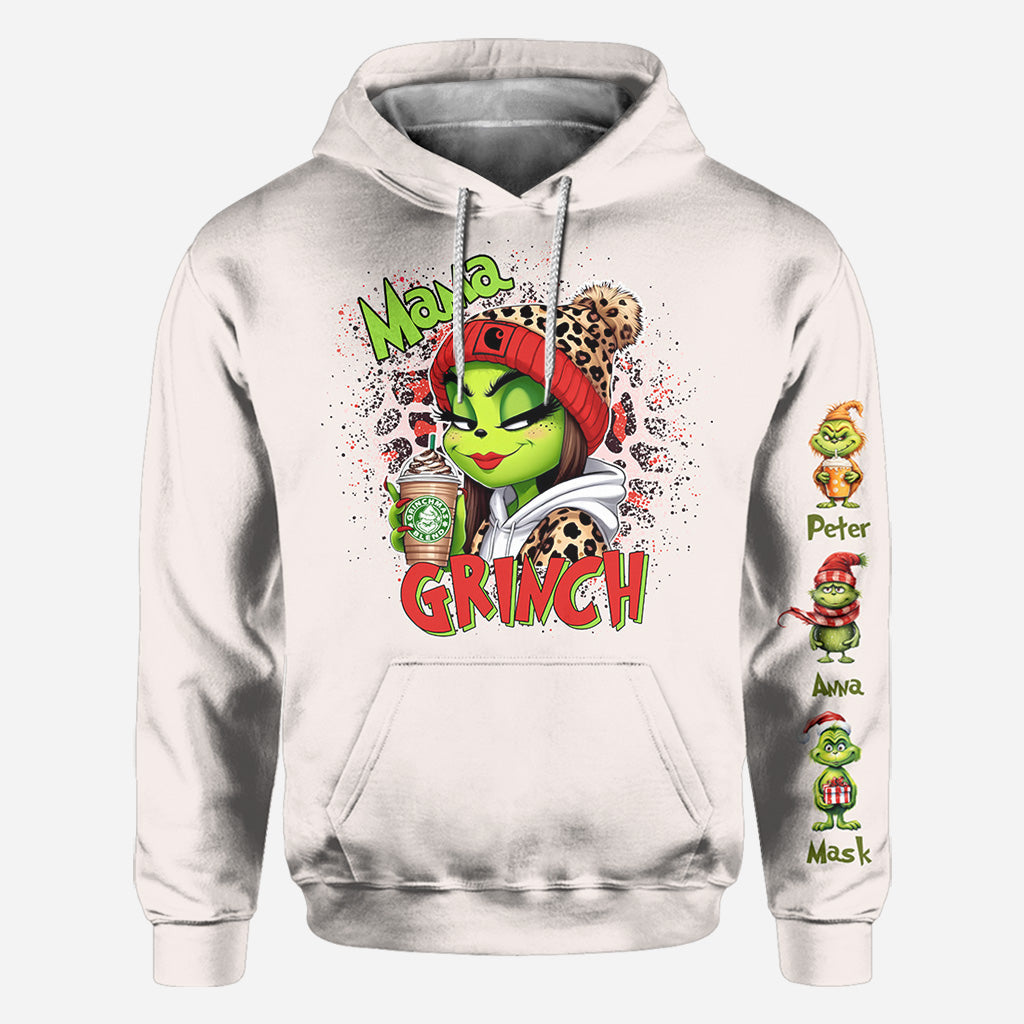 Mama Daddy Green Mischief - Personalized Stole Christmas All Over Shirt