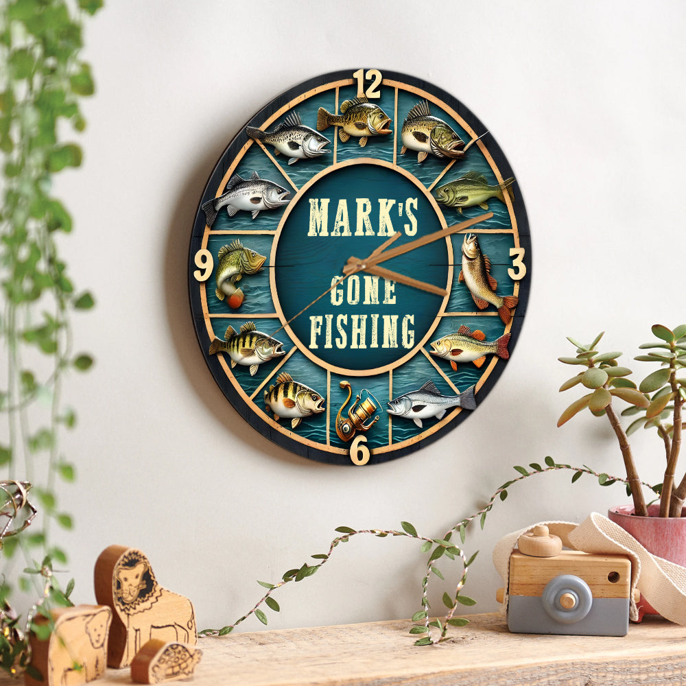 L'heure de la pêche - Horloge murale personnalisée sur le thème de la pêche