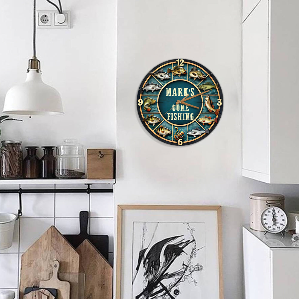 L'heure de la pêche - Horloge murale personnalisée sur le thème de la pêche