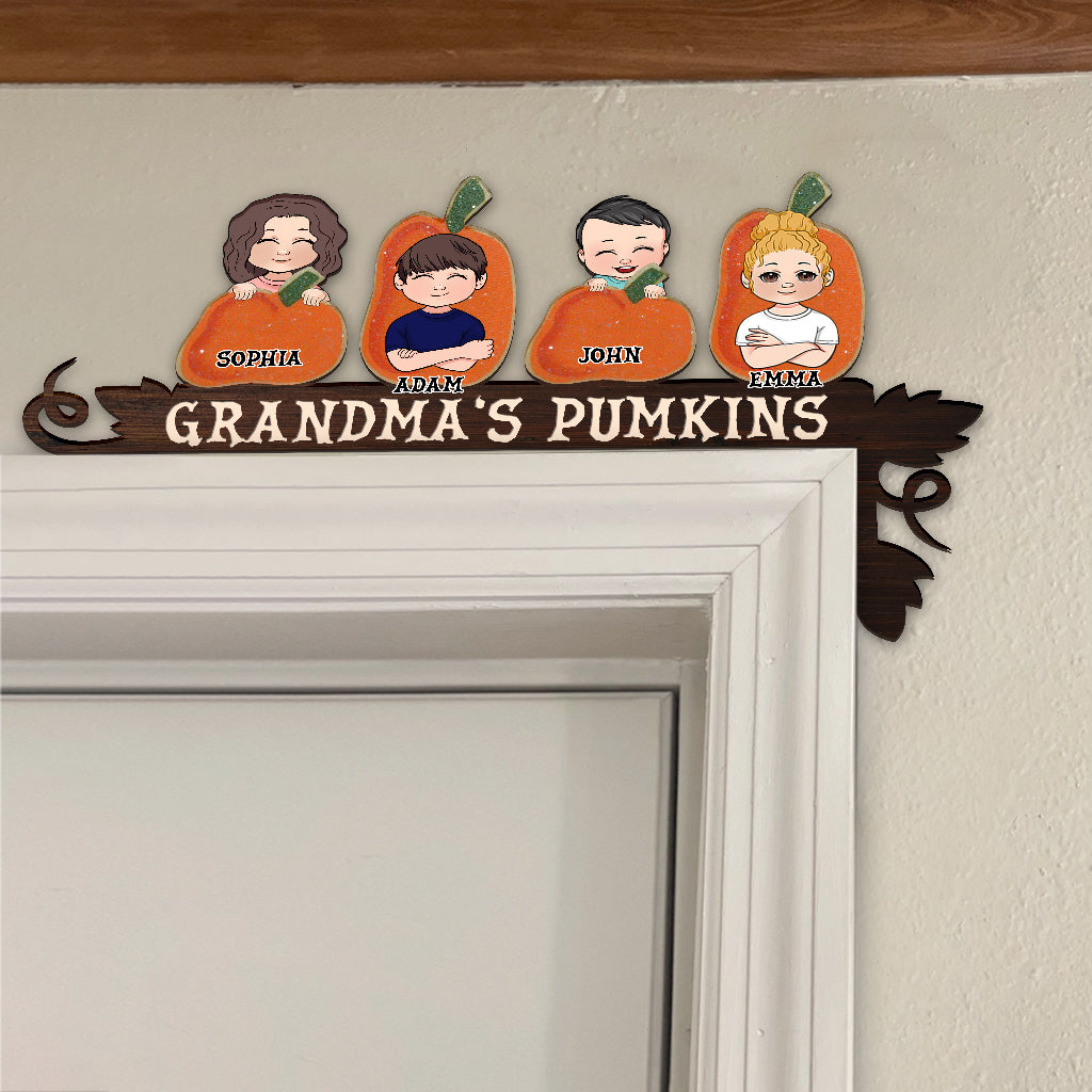 Citrouille de grand-mère - Décoration de cadre de porte personnalisée pour grand-mère