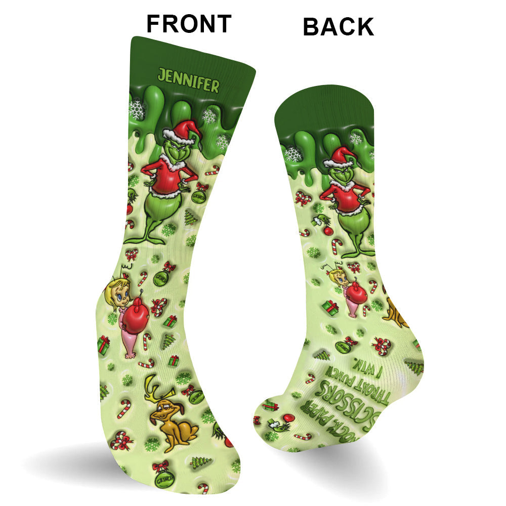 Rock Paper Scissors - Personalized Stole Christmas Socks