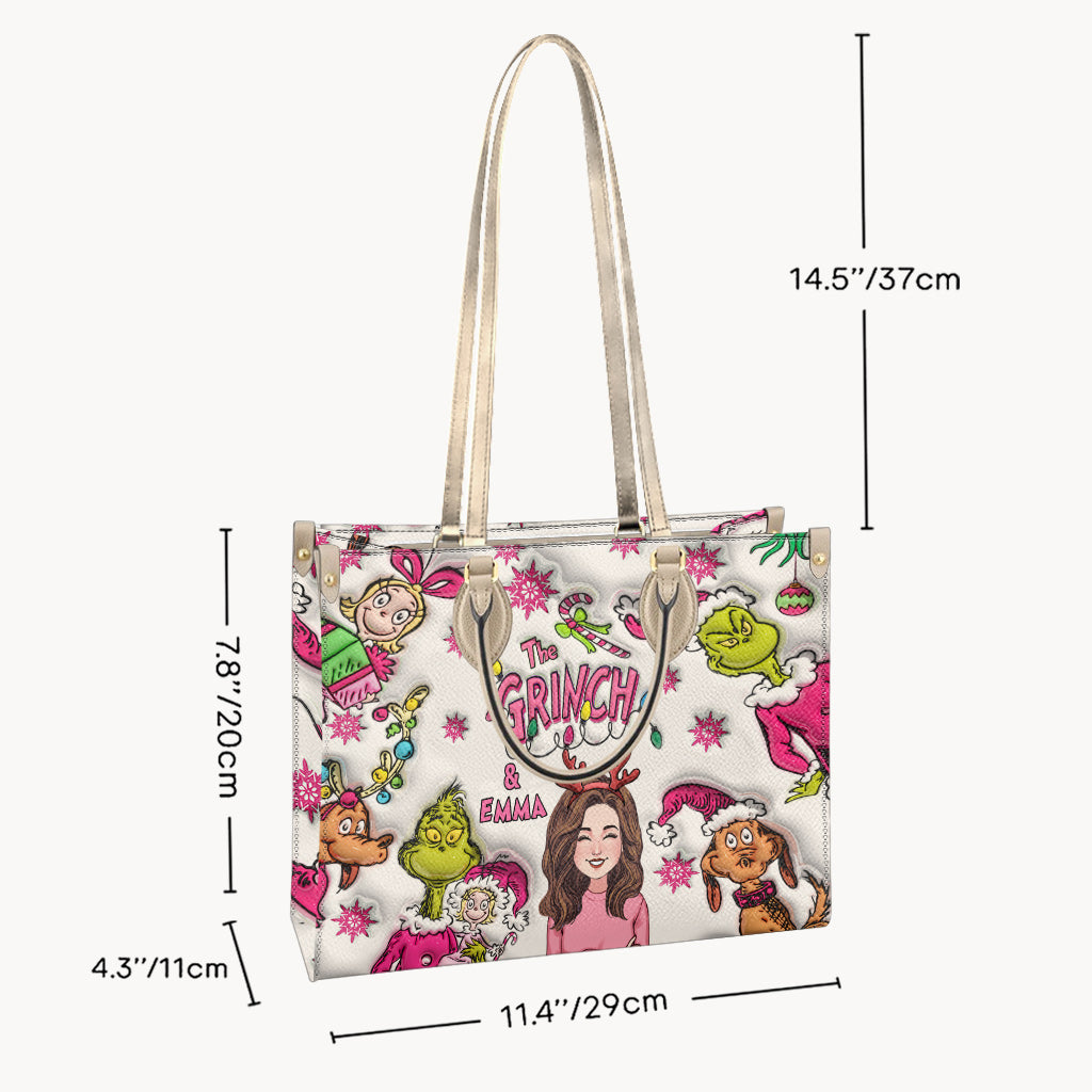 Le Grinch et moi - Étole de Noël personnalisée en cuir