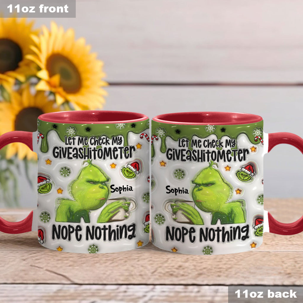 Laissez-moi vérifier mon Giveashitomètre : rien à faire ! – Mug personnalisé « Étole de Noël »