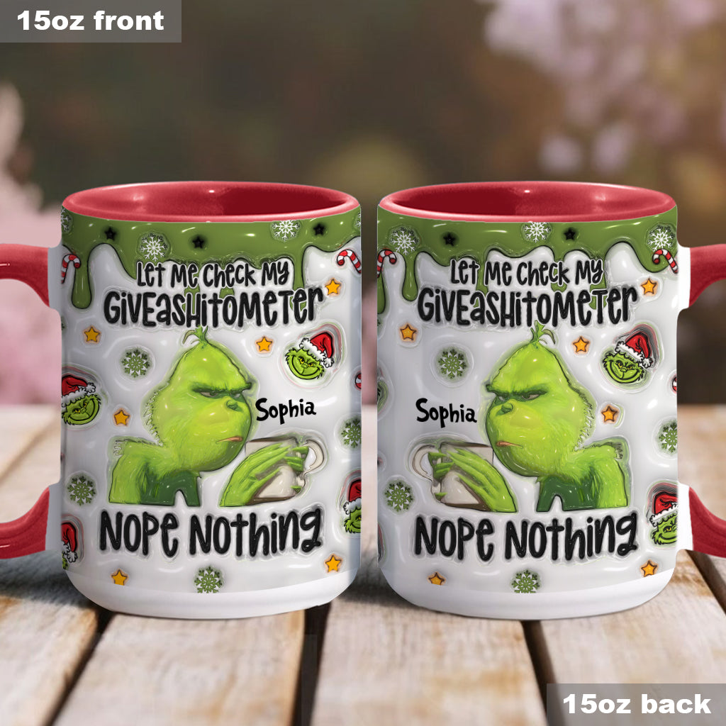 Laissez-moi vérifier mon Giveashitomètre : rien à faire ! – Mug personnalisé « Étole de Noël »