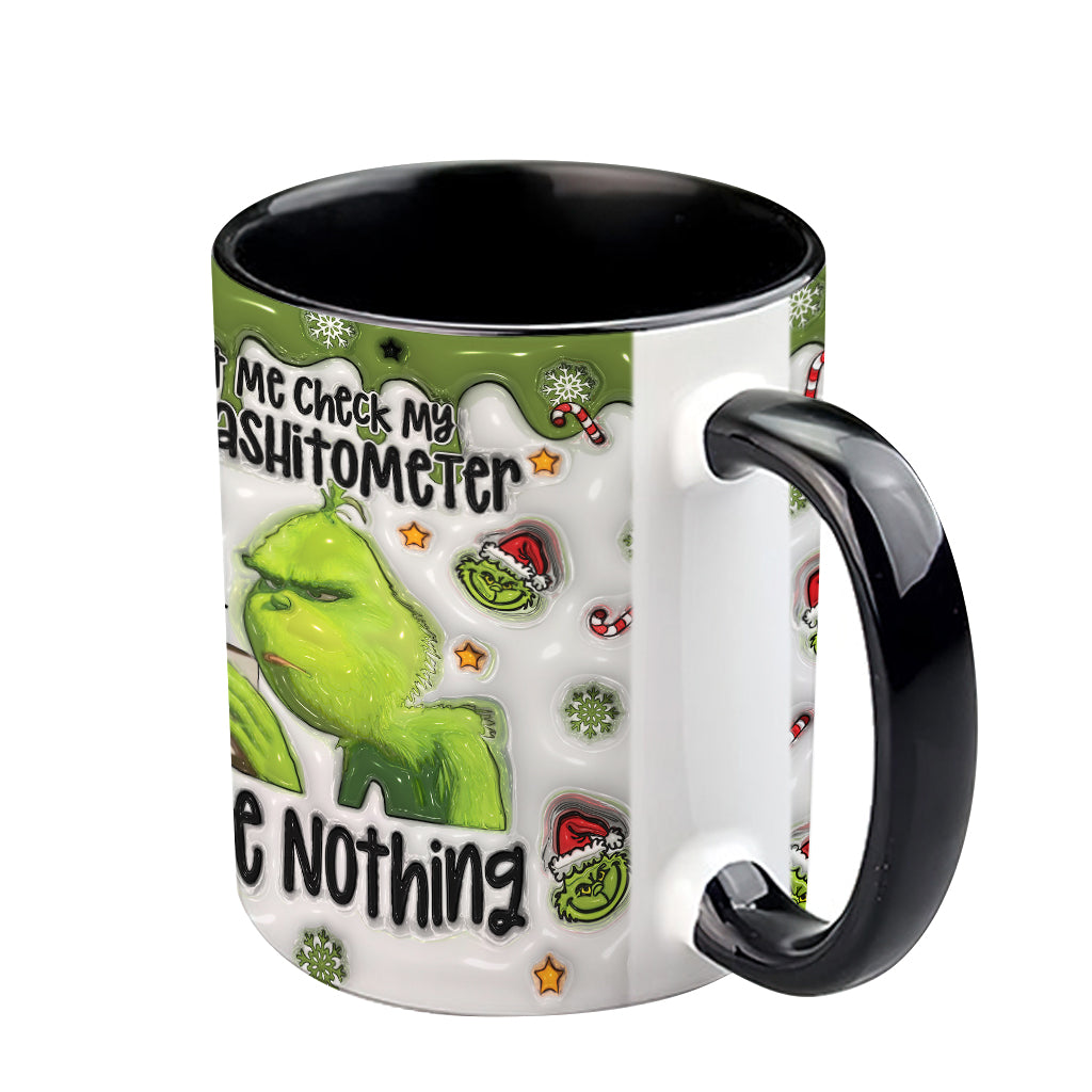 Laissez-moi vérifier mon Giveashitomètre : rien à faire ! – Mug personnalisé « Étole de Noël »