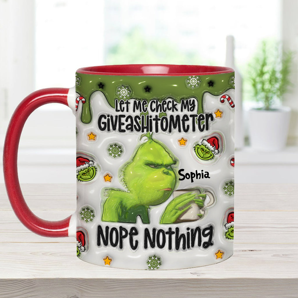 Laissez-moi vérifier mon Giveashitomètre : rien à faire ! – Mug personnalisé « Étole de Noël »