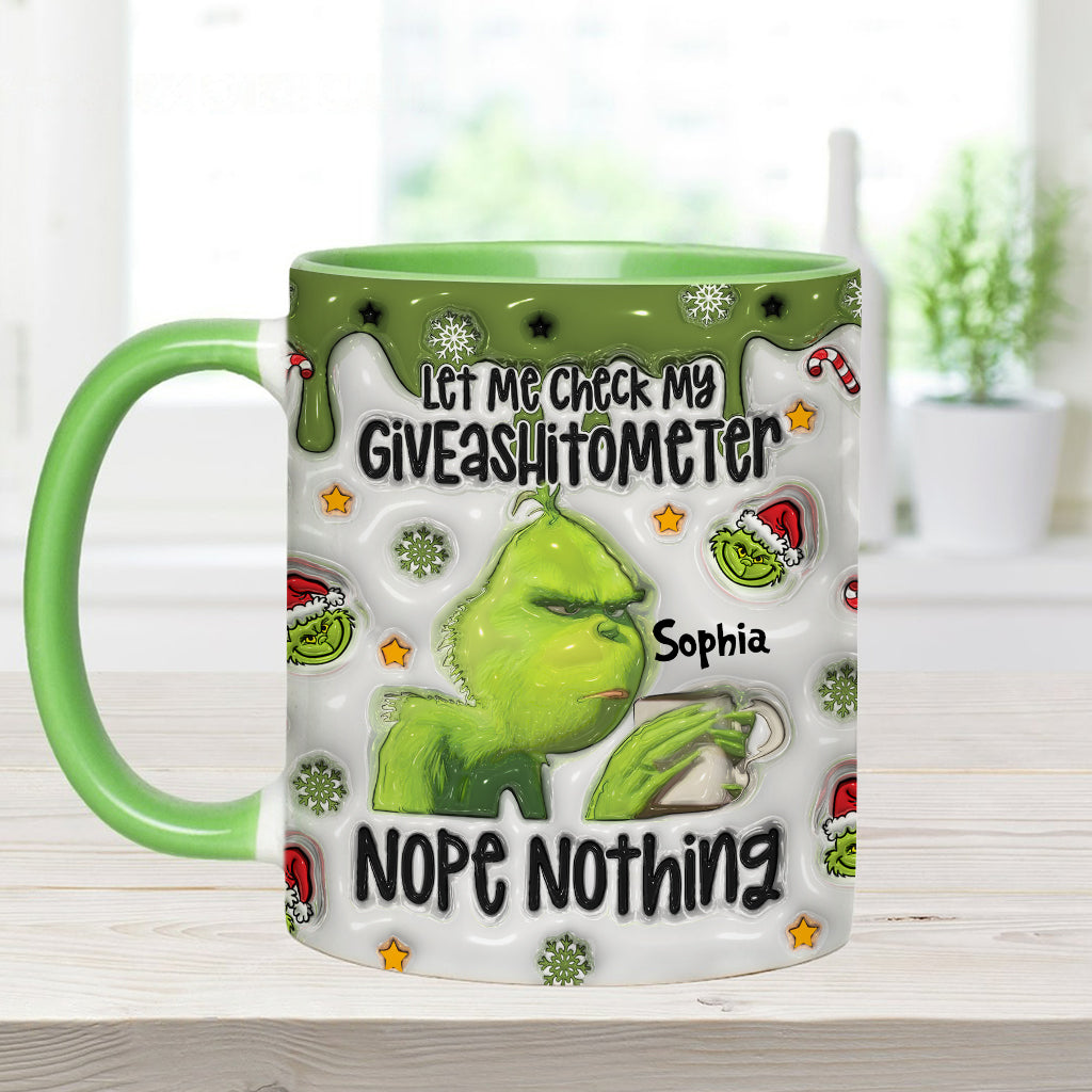 Laissez-moi vérifier mon Giveashitomètre : rien à faire ! – Mug personnalisé « Étole de Noël »