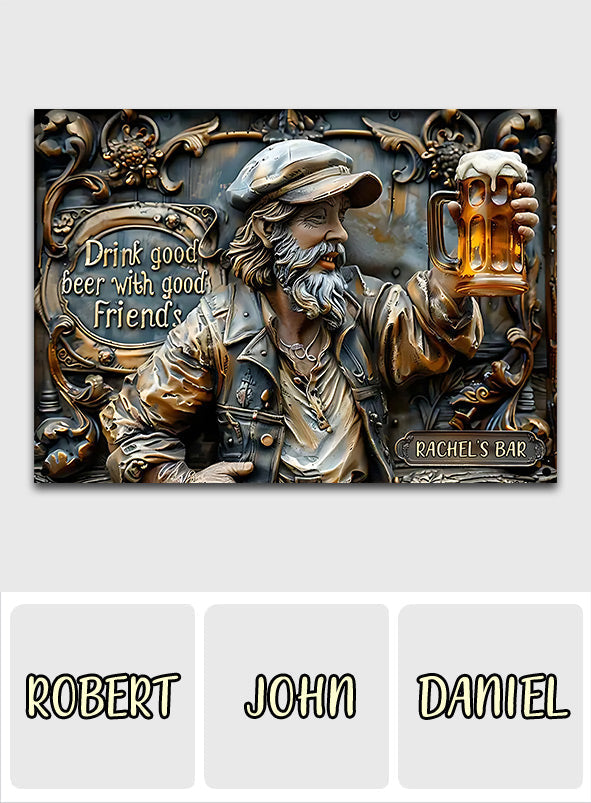 Bons amis, bonne bière - Panneau métallique rectangulaire personnalisé pour la bière