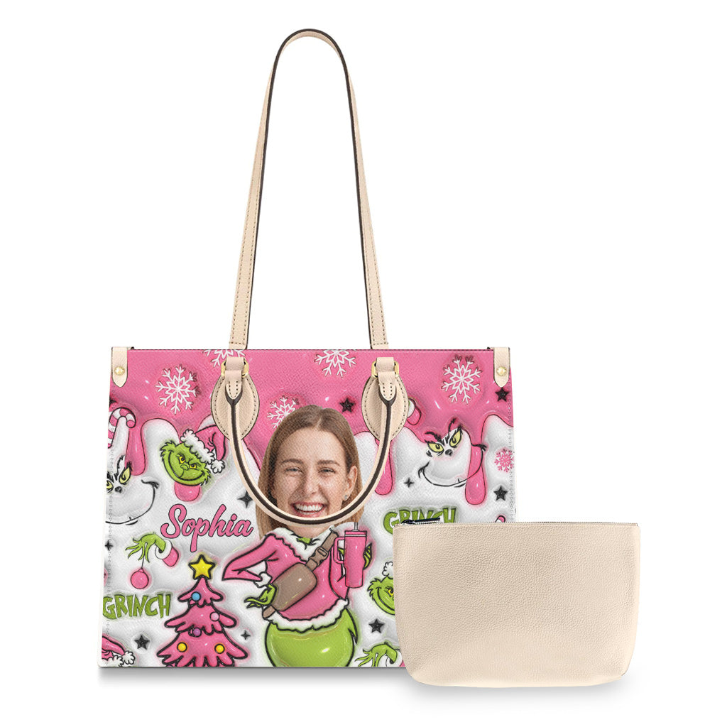 Joyeux Grinchmas - Étole de Noël personnalisée en cuir