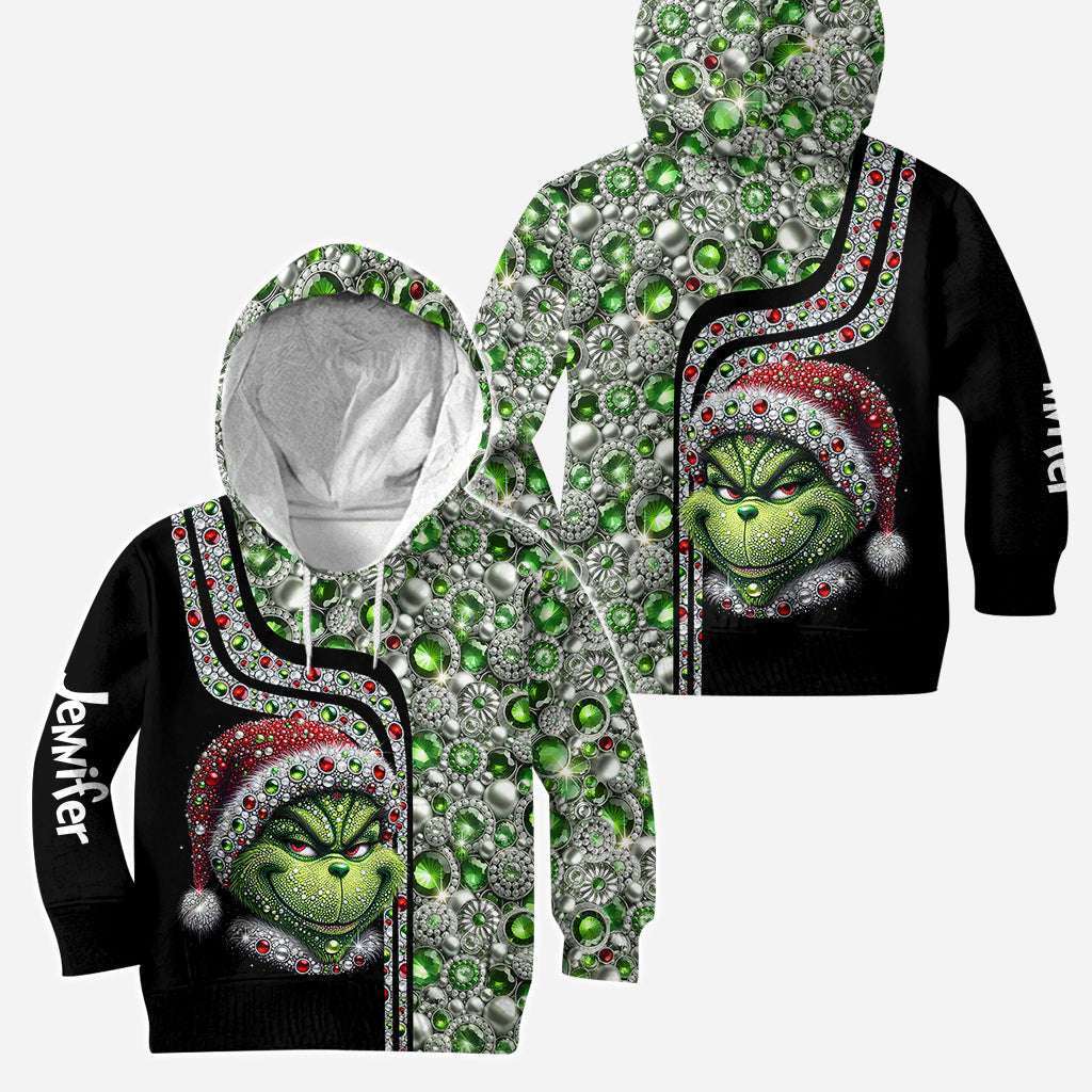 Joyeux Grinchmas ! - Sweat à capuche et legging personnalisés avec étole de Noël