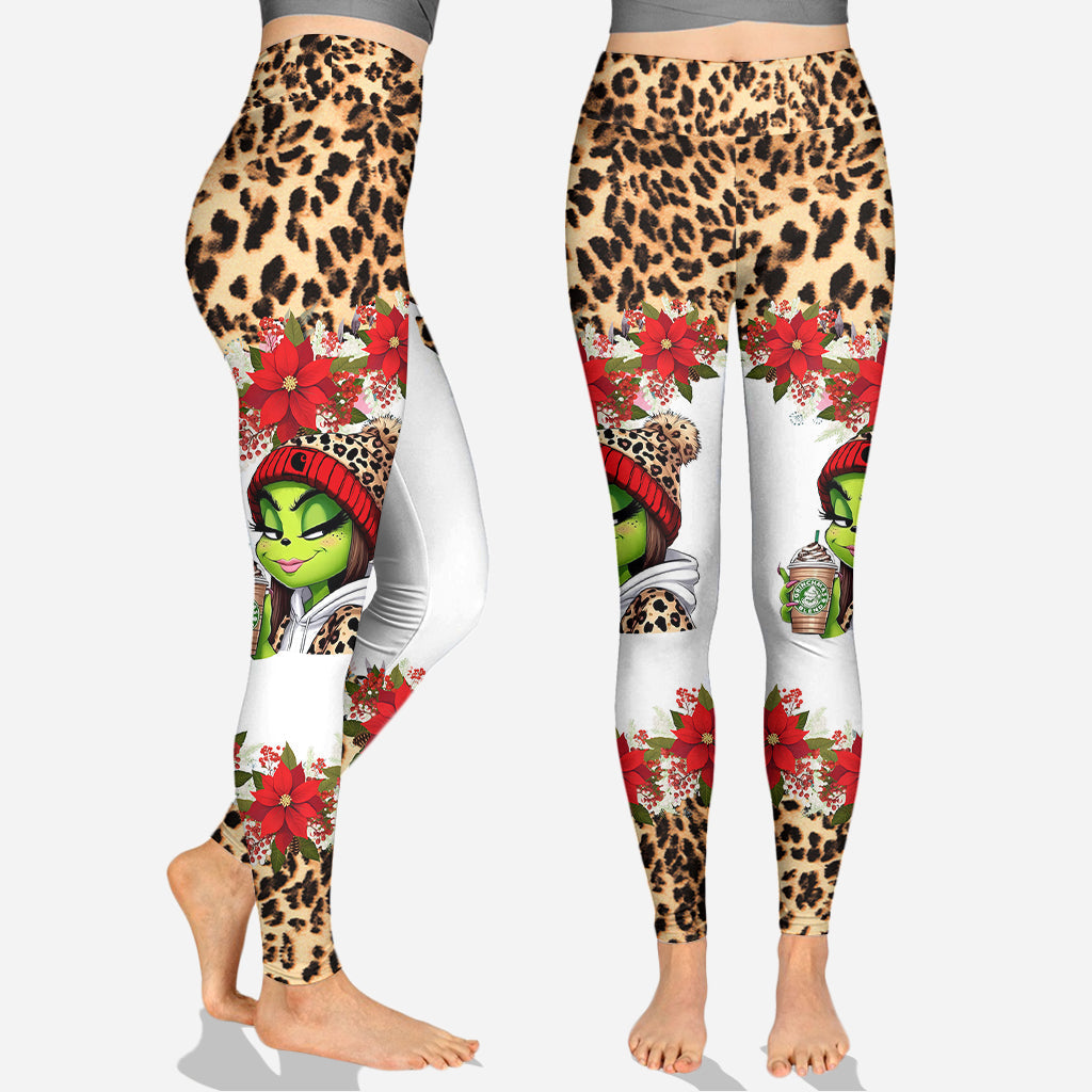 Maman Grincheuse - Sweat à capuche et legging personnalisés avec étole de Noël