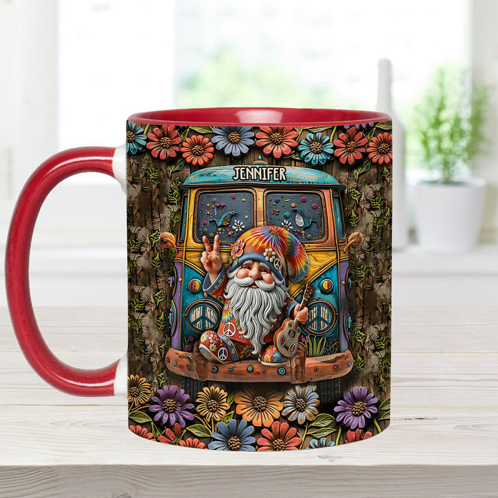 Mug personnalisé à l'effigie d'un gnome hippie pour les amoureux des hippies