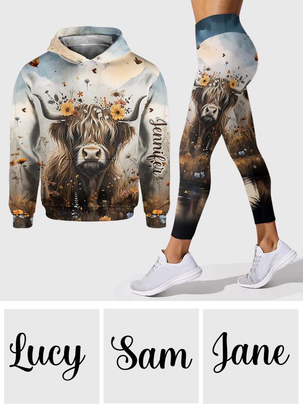Cute Cow - Personalized Highland Cow Hoodie and Leggings